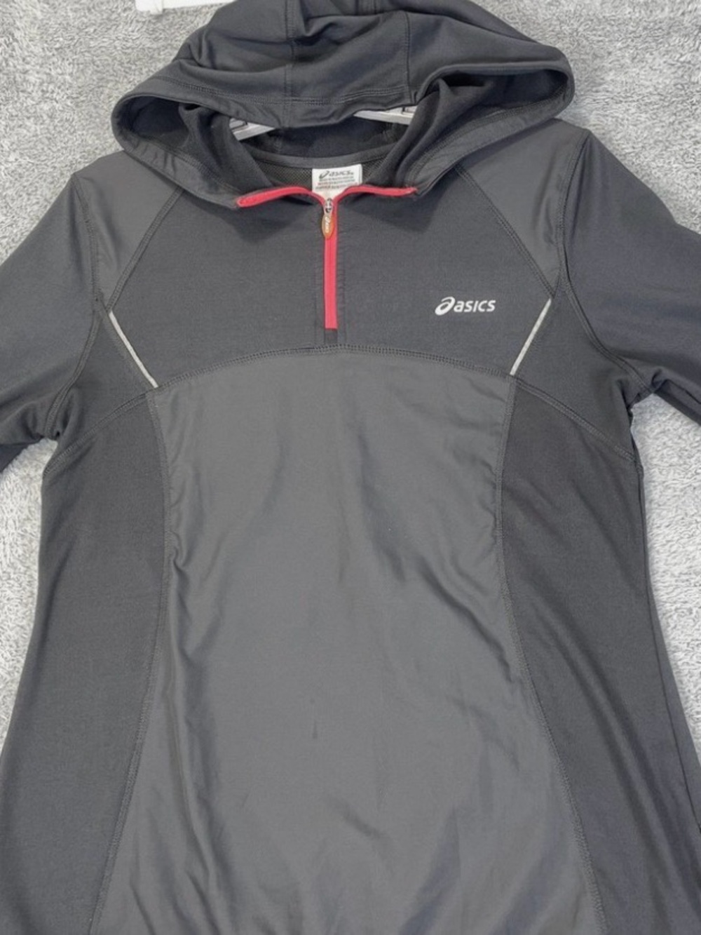 Asics Black Hooded Swim Coverup with Red Zip